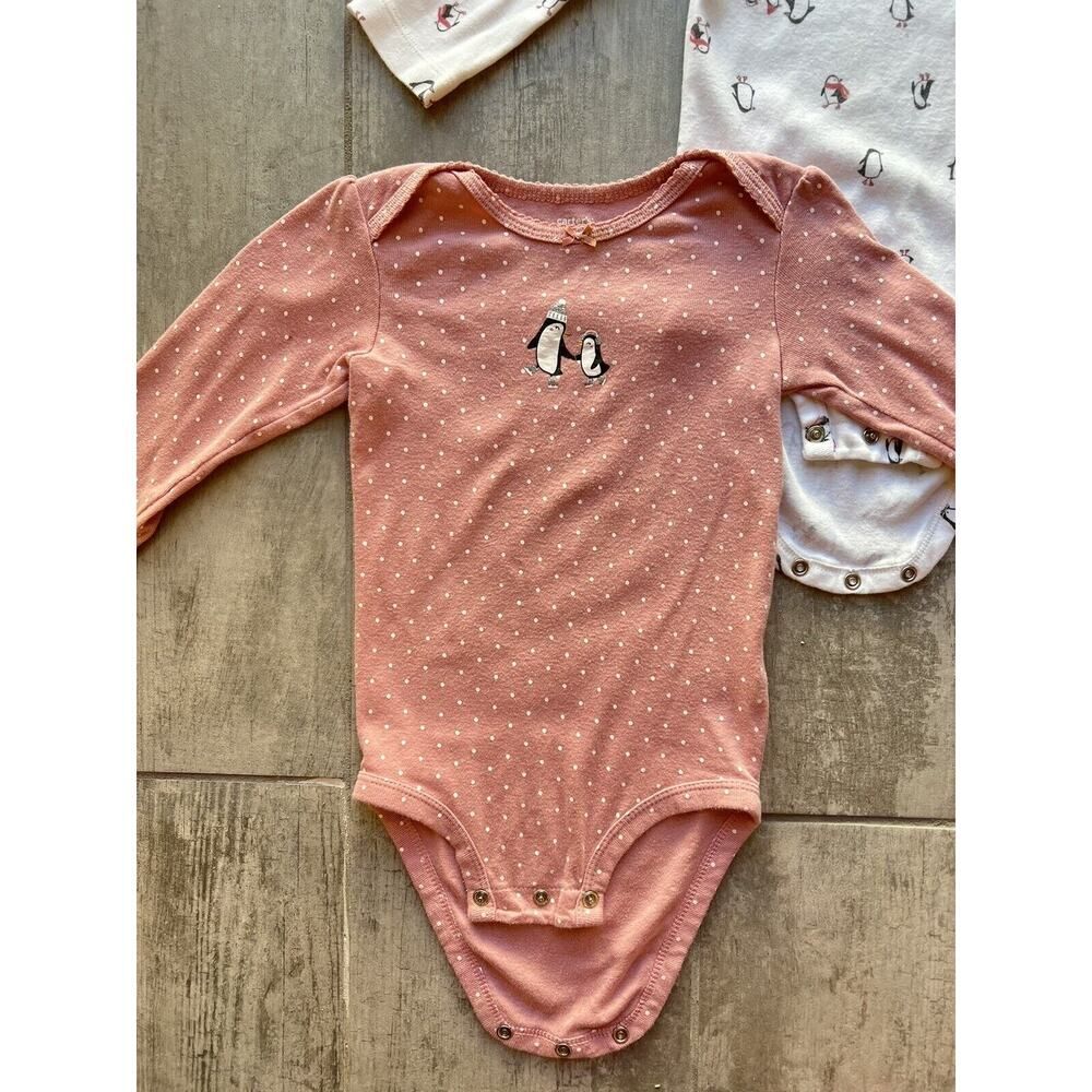 Baby Toddler Girl 3 Piece Outfit Penguin Bodysuits & Pants Set Cotton Cute 18m - Picture 4 of 13
